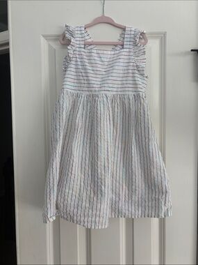 Crewcuts Girls' White Multicolor metallic Stripe Sundress